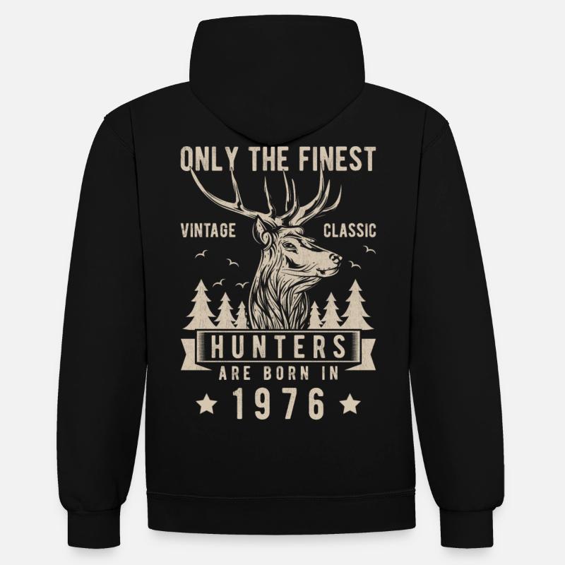 Jäger Geschenk 1976 - Kontrast-Hoodie - Schwarz/Rot