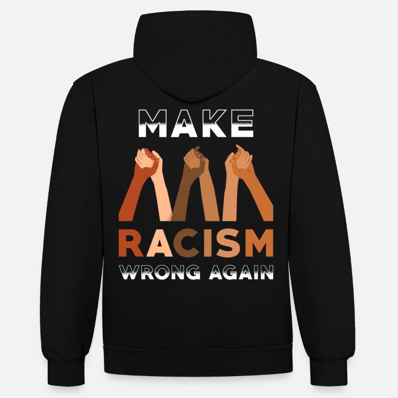 Make Racism wrong again - Kontrast-Hoodie - Schwarz/Rot