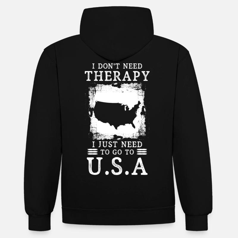 Etats-Unis Amérique vacances Émigration - Sweat à capuche contrasté - noir/rouge