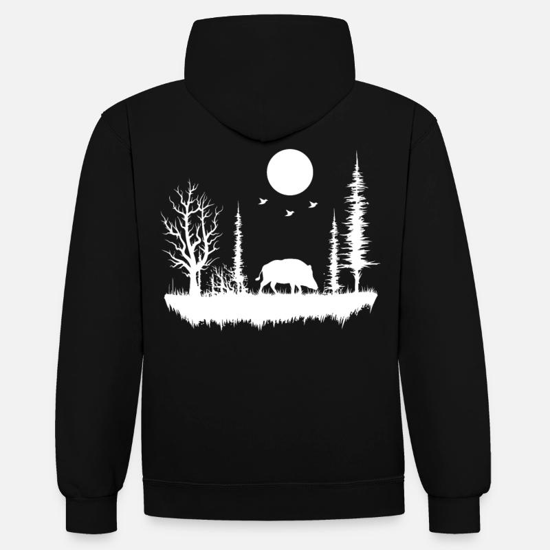 forêt nature nature nature - Sweat à capuche contrasté - noir/rouge