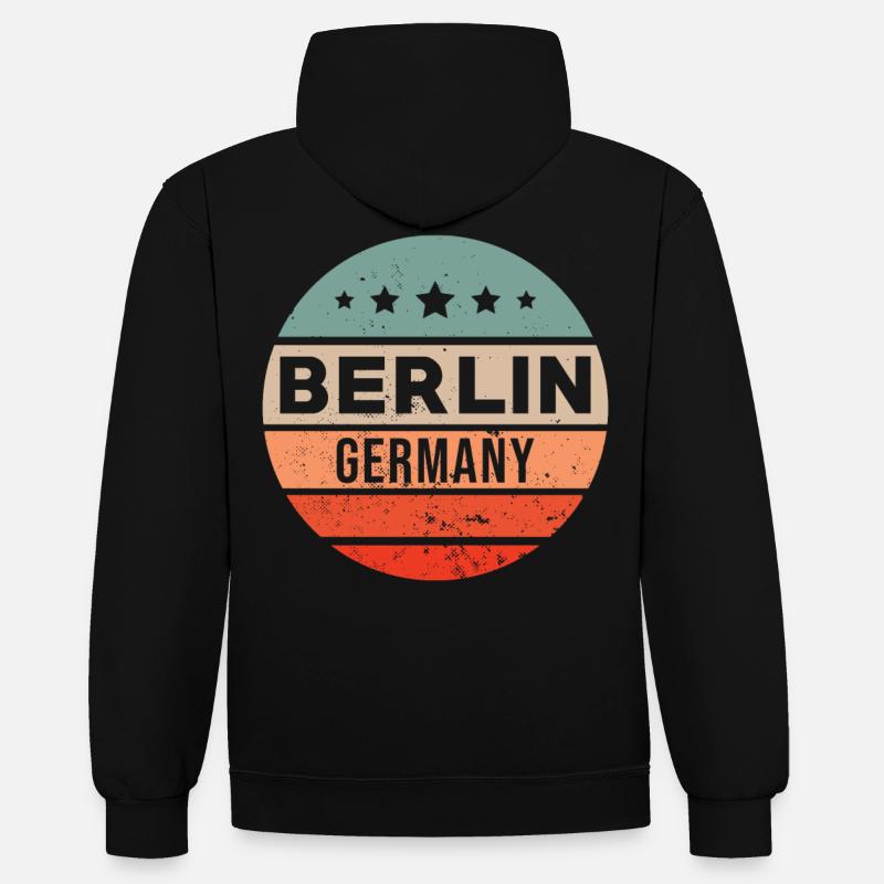 Berlin - Sweat à capuche contrasté - noir/rouge