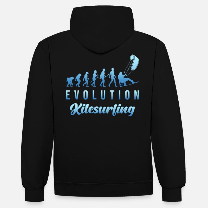 Kitesurfen Evolution - Kontrast-Hoodie - Schwarz/Rot