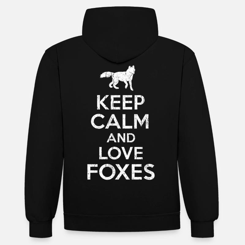 Fuchs Spruch Keep calm - Kontrast-Hoodie - Schwarz/Rot