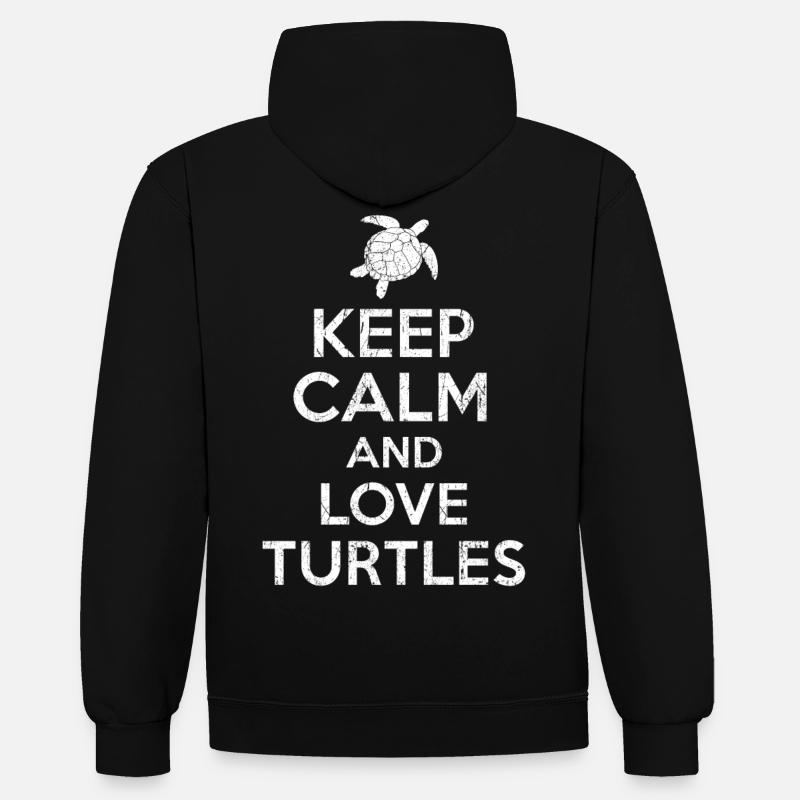 Turtle - Keep calm Turtle - Contrast hoodie - black/red