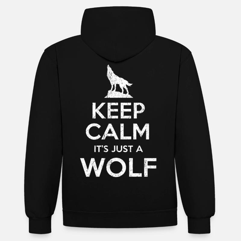 Wolf saying Keep calm Wolf - Contrast hoodie - black/red