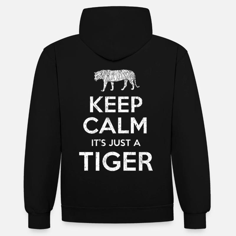 Keep Calm Tiger - Sweat à capuche contrasté - noir/rouge