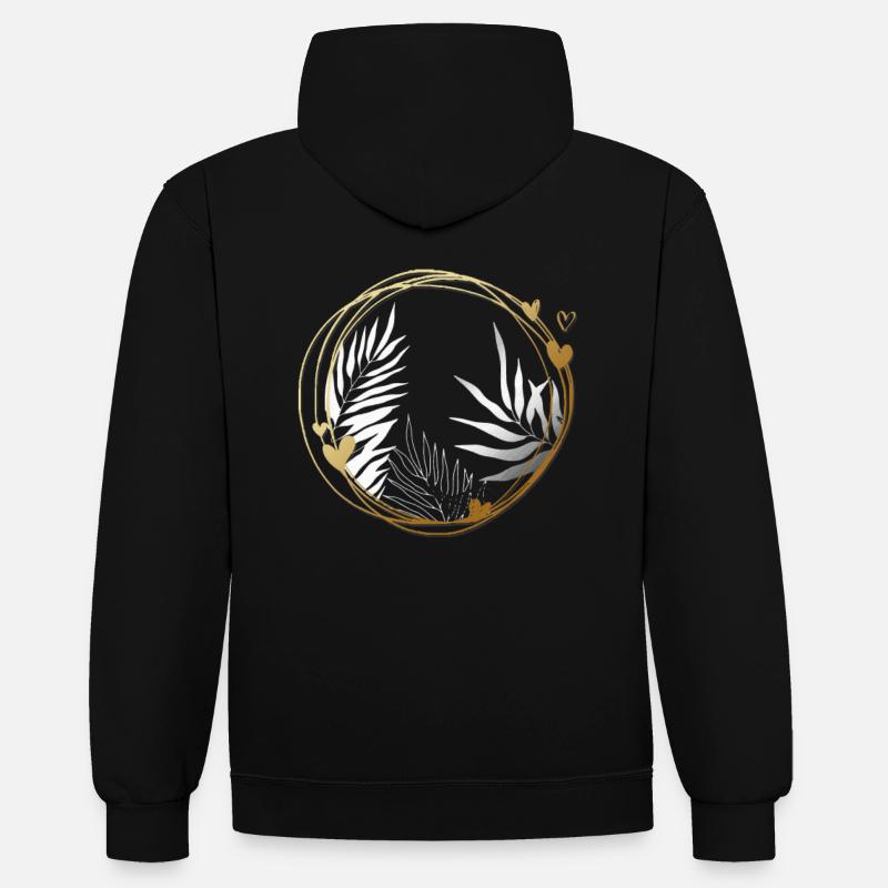 Fleurs Floral Lineart - Sweat à capuche contrasté - noir/rouge
