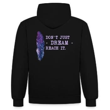 Motivation Spruch Träume - Kontrast-Hoodie - Schwarz/Rot - Hinten - Nico (186cm)