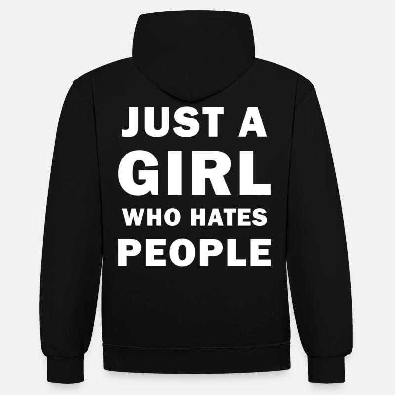 I hate people - Contrast hoodie - black/red