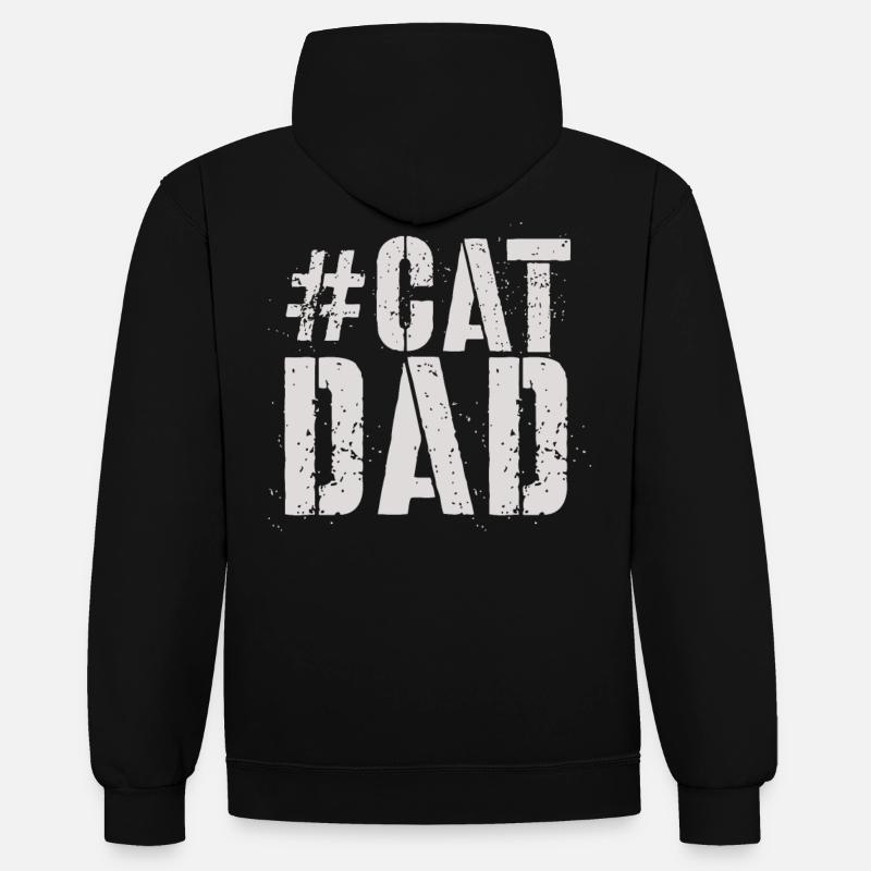 Chat Papa - Sweat à capuche contrasté - noir/rouge