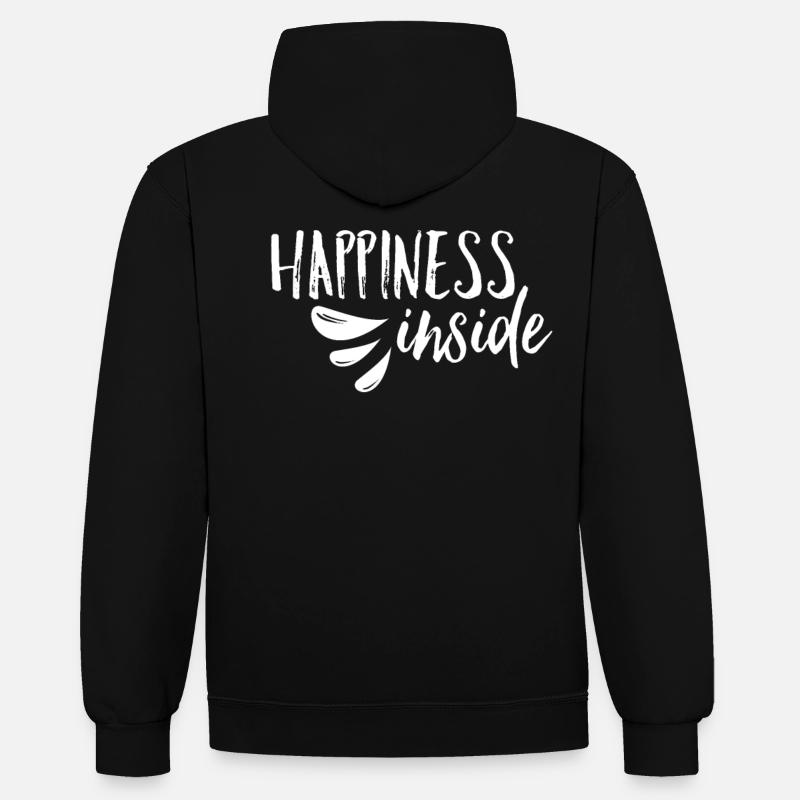Le bonheur à l’intérieur - Sweat à capuche contrasté - noir/rouge