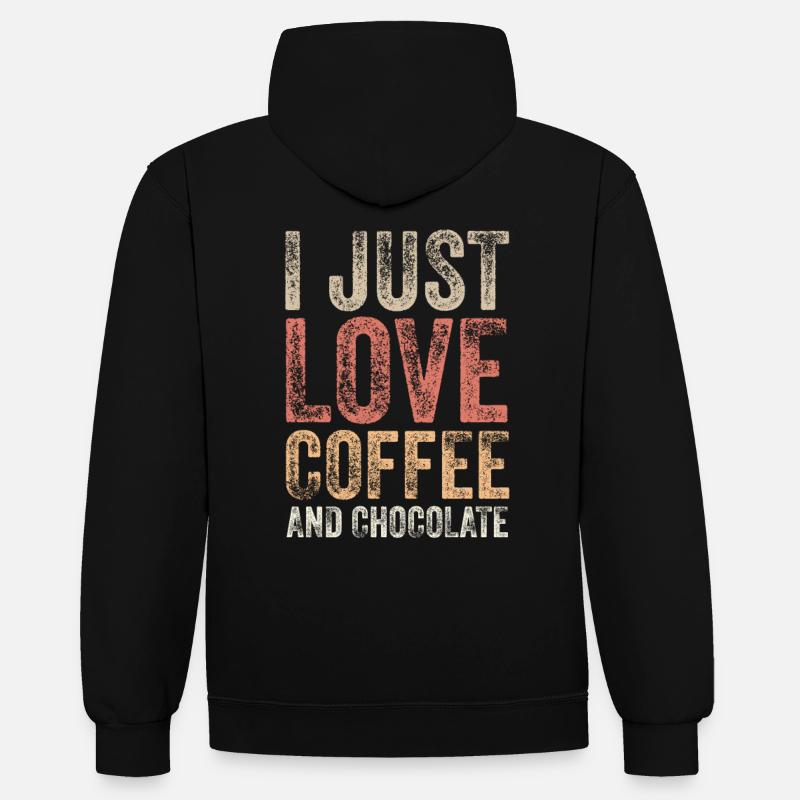 Chocolat et café - Sweat à capuche contrasté - noir/rouge