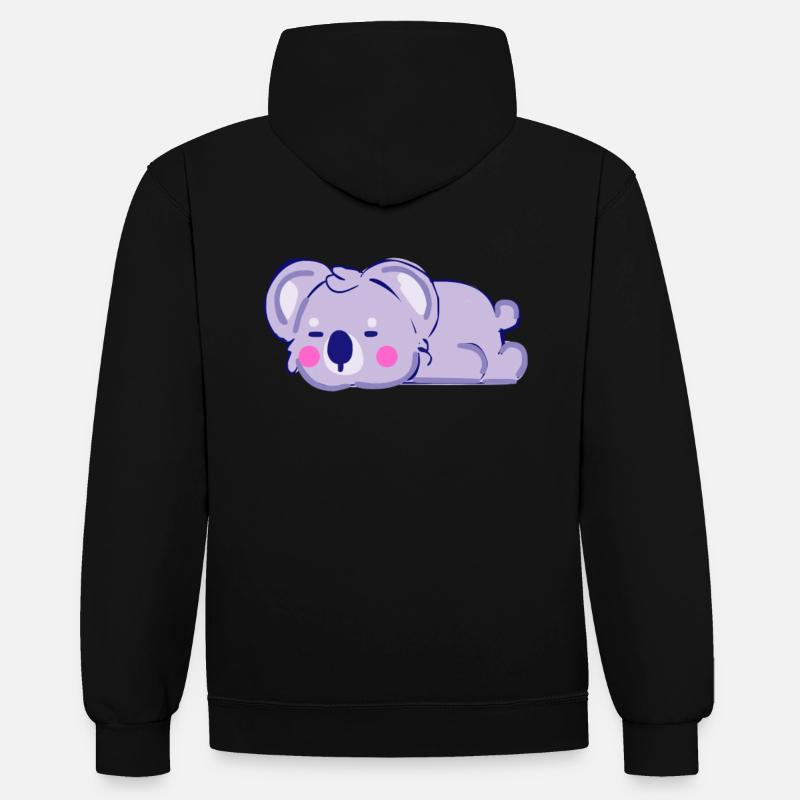 Koala endormi - Sweat à capuche contrasté - noir/rouge