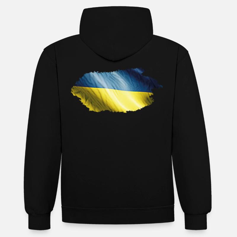 Drapeau de l’Ukraine - Sweat à capuche contrasté - noir/rouge