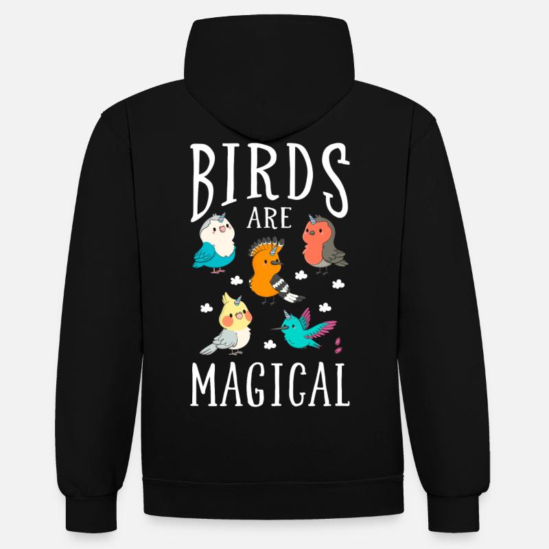 Vogel - Kontrast-Hoodie - Schwarz/Rot