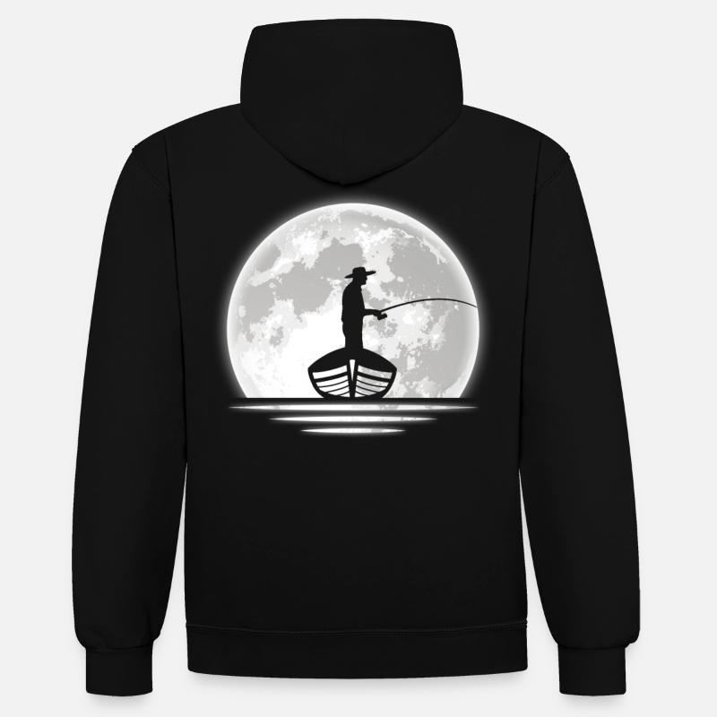 Pêcheur - Sweat à capuche contrasté - noir/rouge