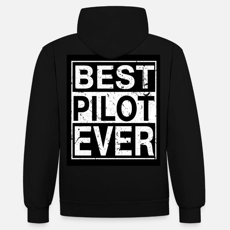 Pilot Bester Pilot - Kontrast-Hoodie - Schwarz/Rot