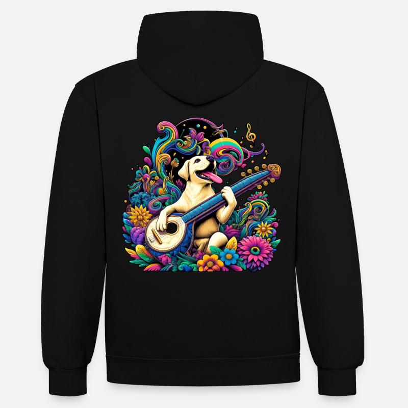 Labrador String Magic - Sweat à capuche contrasté - noir/rouge