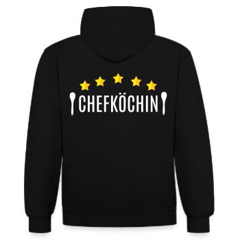 Chefköchin Beste Köchin Sterneköchin Mama Oma Küch - Kontrast-Hoodie - Schwarz/Rot - Hinten - Nico (186cm)