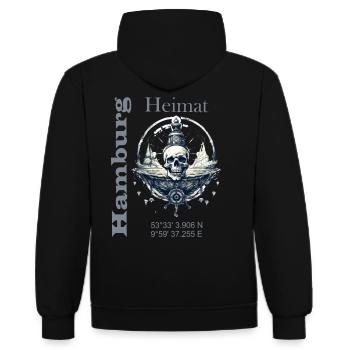 Patrie ma ville hanséatique Hambourg Aurores boréales - Sweat à capuche contrasté - noir/rouge - Dos - Nico (186cm)