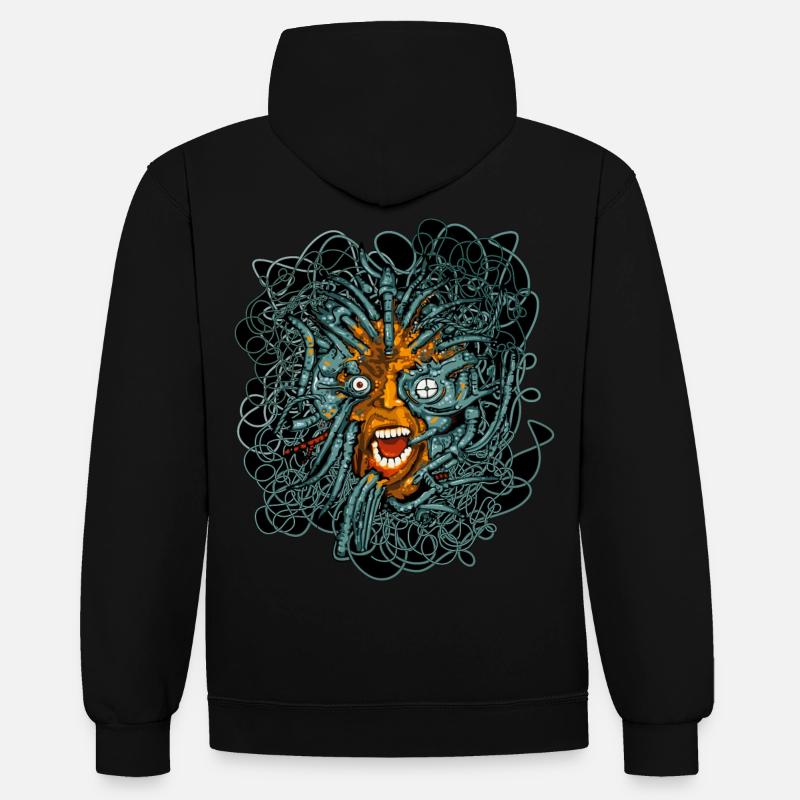 Matrix Cyber Punk - Sweat à capuche contrasté - noir/rouge