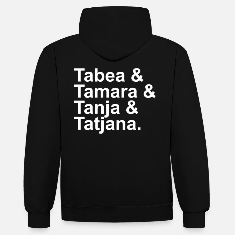 Tabea & Tamara & Tanja & Tatjana. - Sweat à capuche contrasté - noir/rouge
