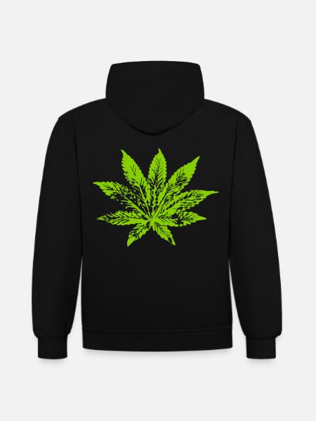 078 cannabisblatt - Kontrast-Hoodie - Schwarz/Rot