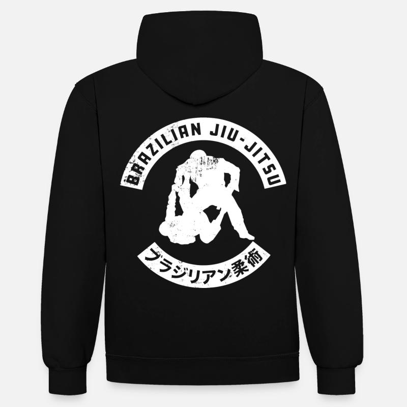 BJJ Jiu-Jitsu Brésilien - Sweat à capuche contrasté - noir/rouge