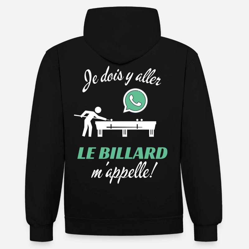 Le billard m'appelle cadeau - Sweat à capuche contrasté - noir/rouge