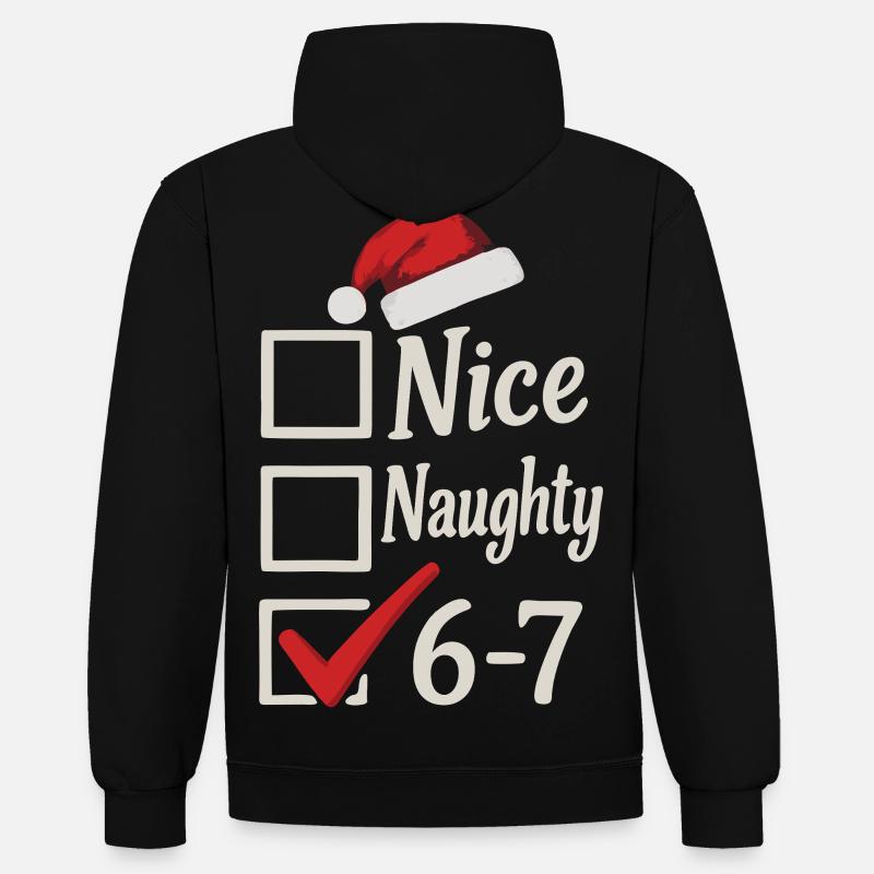 Nice Naughty 67 Noël Meme - Sweat à capuche contrasté - noir/rouge