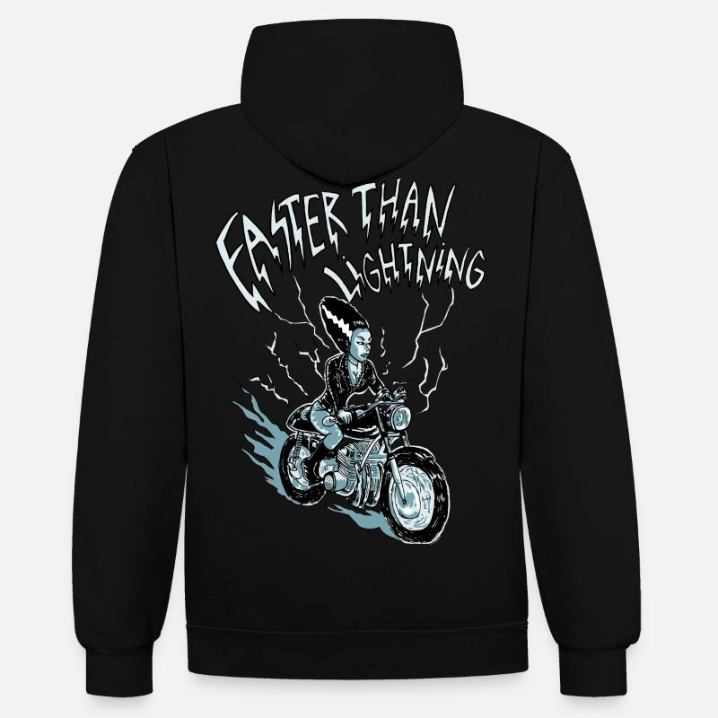 faster than lightning - Sweat à capuche contrasté - noir/rouge