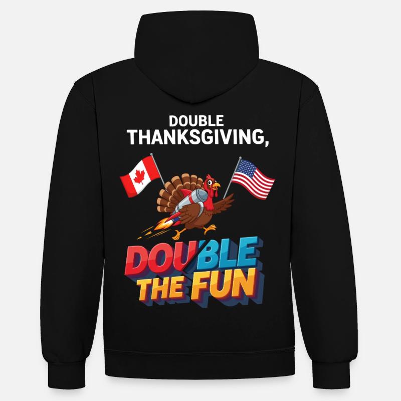 Double plaisir de Thanksgiving - Sweat à capuche contrasté - noir/rouge