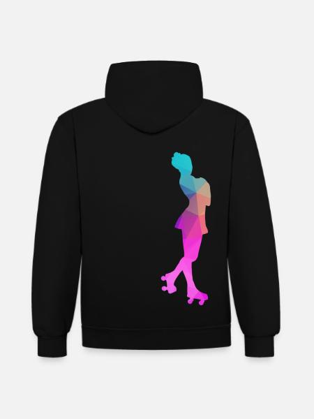 Rollkunstlauf Rollschuh Pirouette Polygon Geschenk - Kontrast-Hoodie - Schwarz/Rot