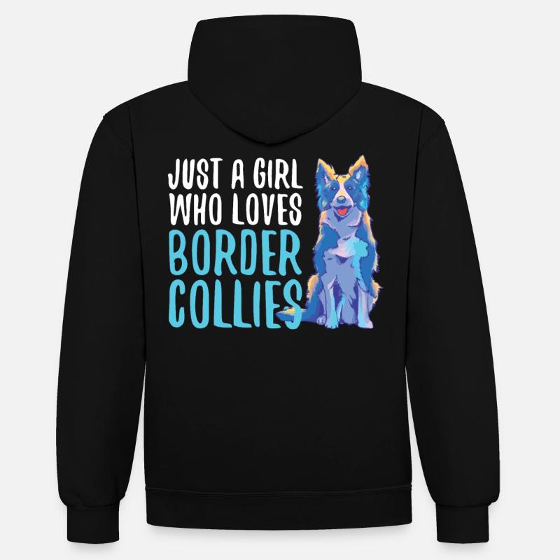 Design unique de Border Collie pour - Sweat à capuche contrasté - noir/rouge