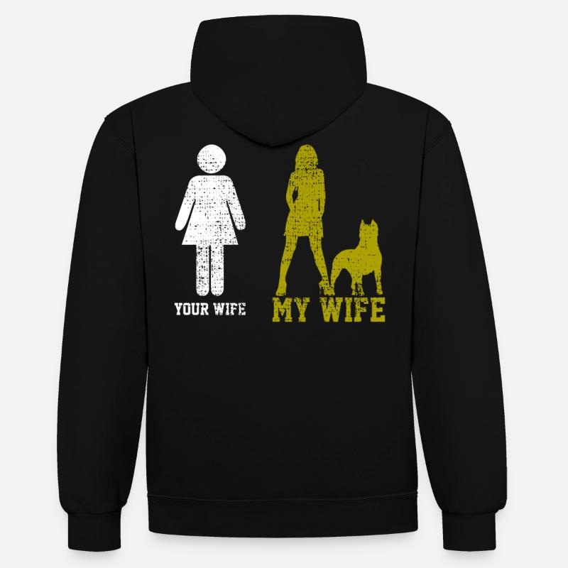 Inspirierende Pitbull-Mutter-Ehefrau-Mama-Kunst - Kontrast-Hoodie - Schwarz/Rot