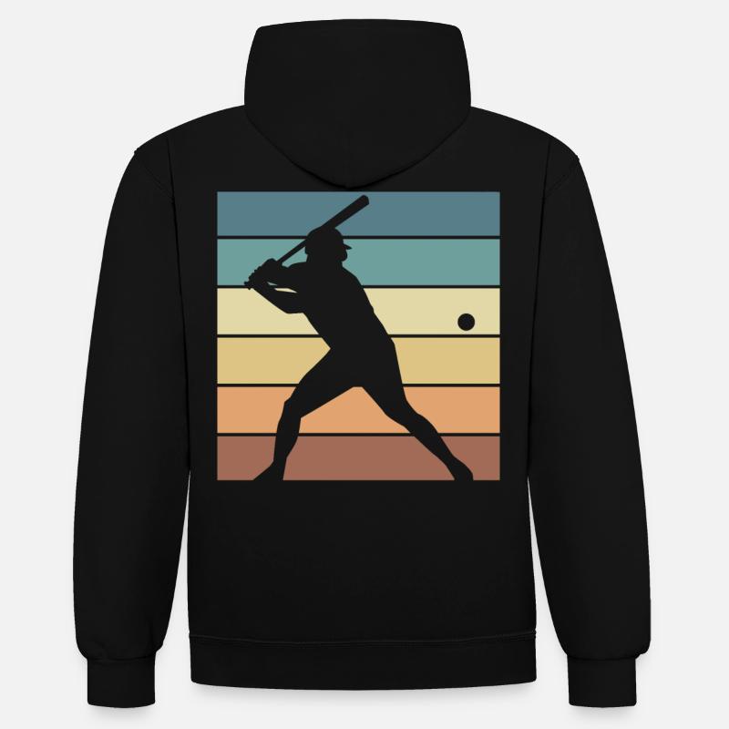Baseball Retro Evolution Cooler, lustiger - Kontrast-Hoodie - Schwarz/Rot