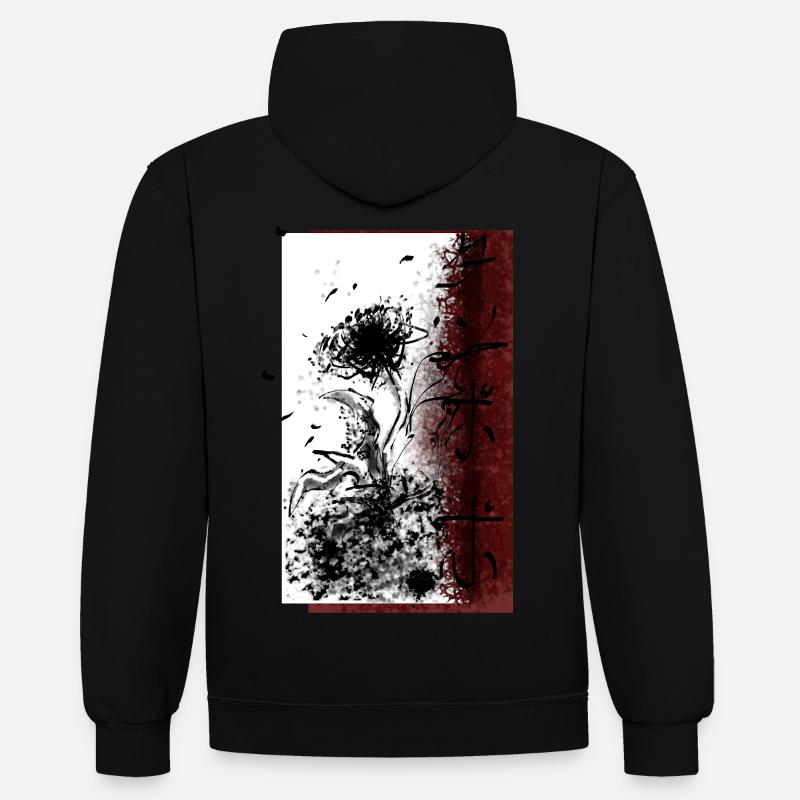 Pissenlit - Sweat à capuche contrasté - noir/rouge