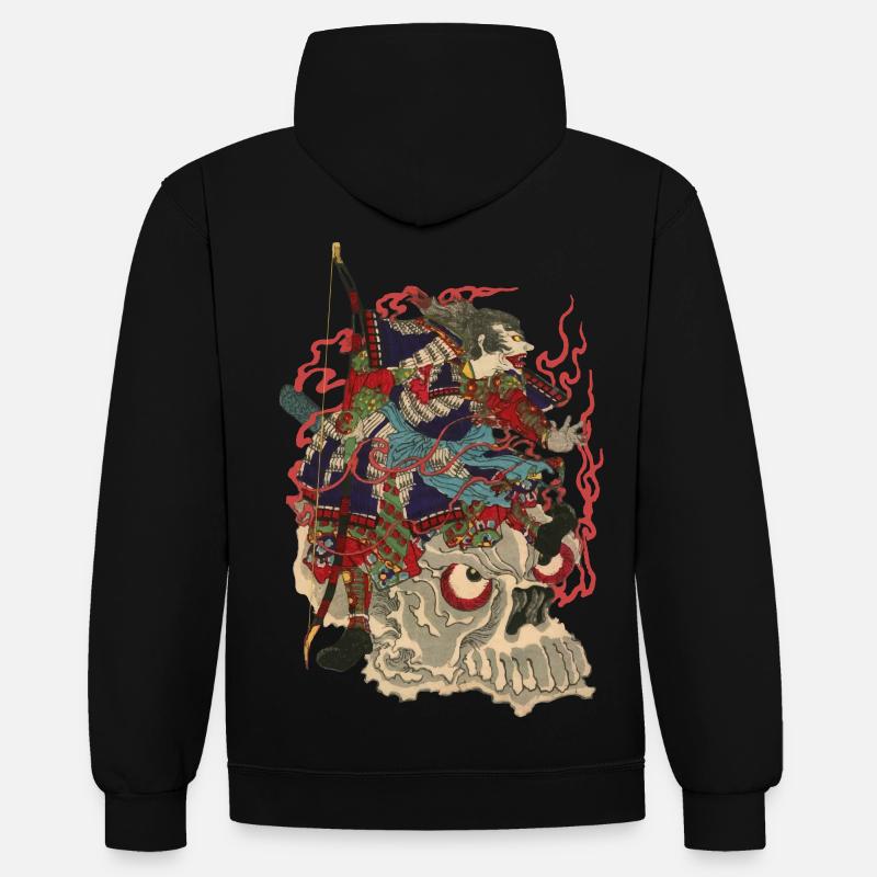 Skull Samurai - Sweat à capuche contrasté - noir/rouge