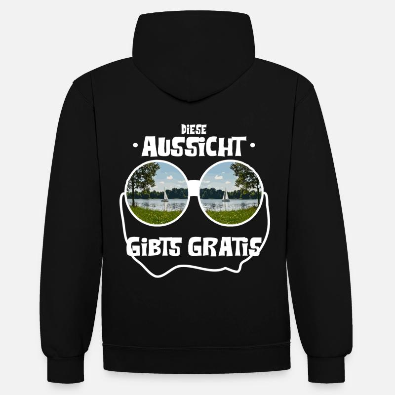 Cette vue est gratuite ! - Sweat à capuche contrasté - noir/rouge