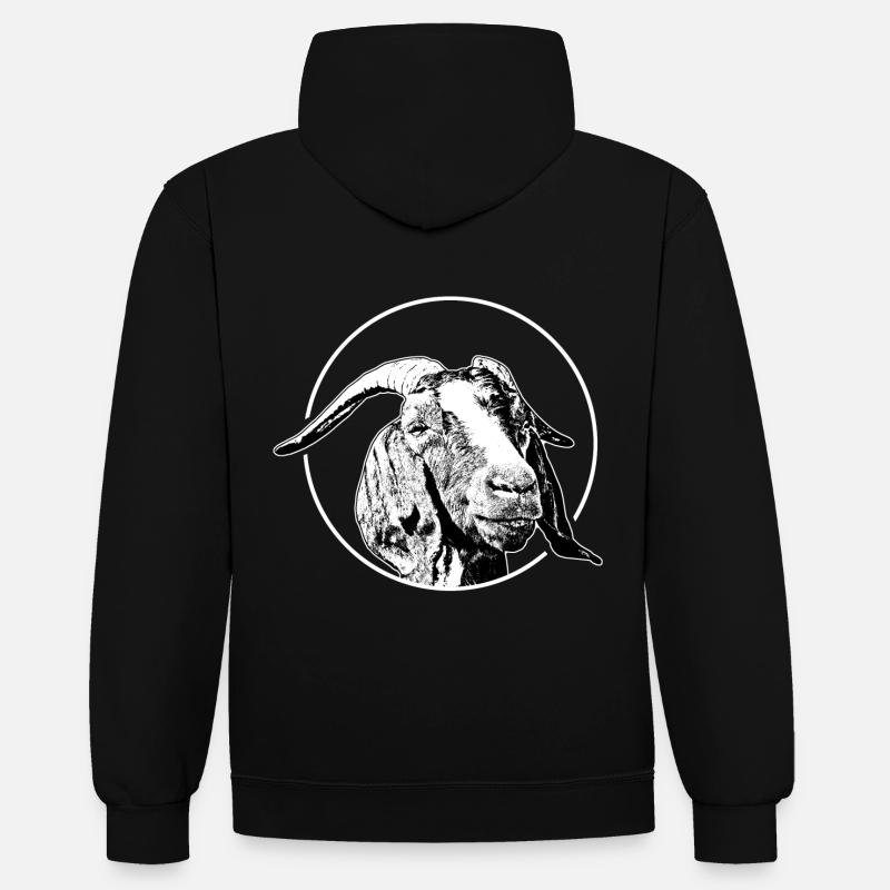 Chèvres - éventail de chèvres - chèvre - Sweat à capuche contrasté - noir/rouge