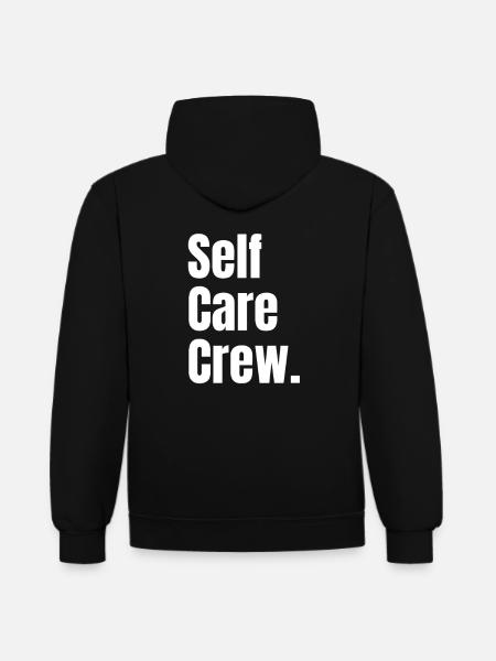 Self Care Crew - Kontrast-Hoodie - Schwarz/Rot