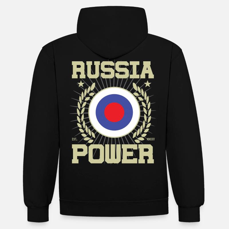 Design Cool Russie - Sweat à capuche contrasté - noir/rouge