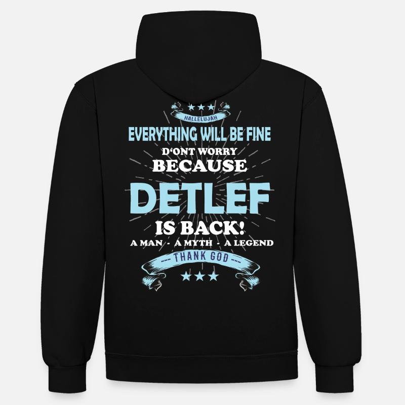 Everything will be fine Detlef Is back - Kontrast-Hoodie - Schwarz/Rot