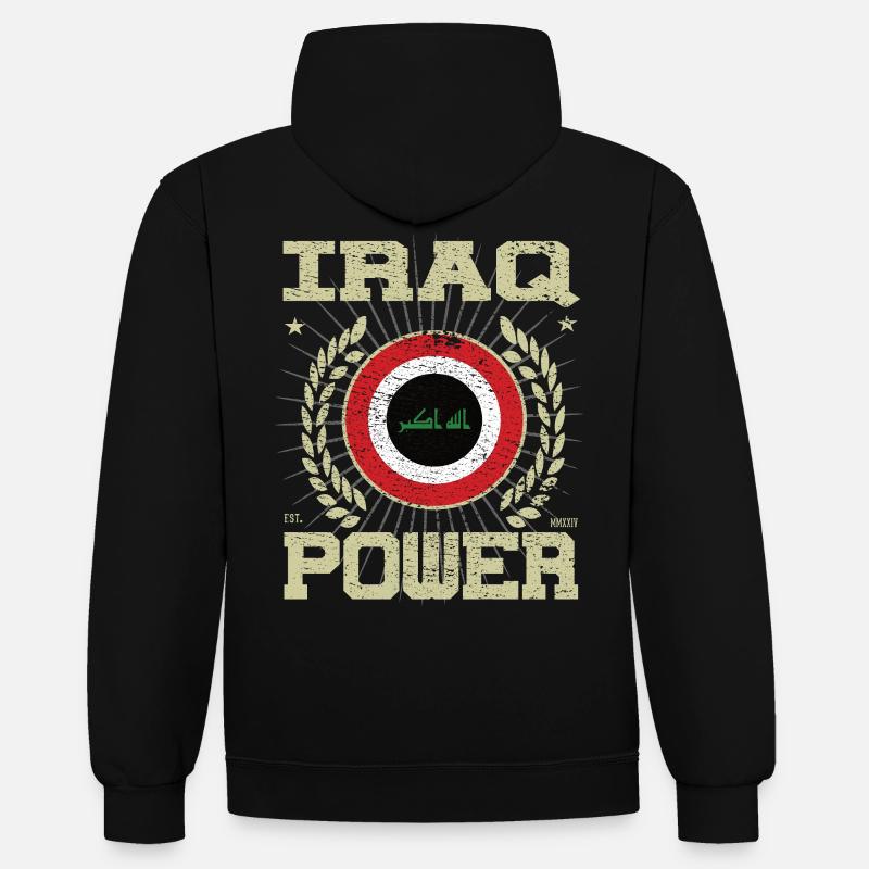 Cooles Irak, Design - Kontrast-Hoodie - Schwarz/Rot