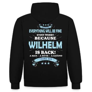 Everything will be fine Wilhelm Is back - Kontrast-Hoodie - Schwarz/Rot - Hinten - Nico (186cm)