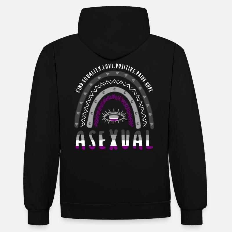 Boho Rainbow Asexuel - Sweat à capuche contrasté - noir/rouge