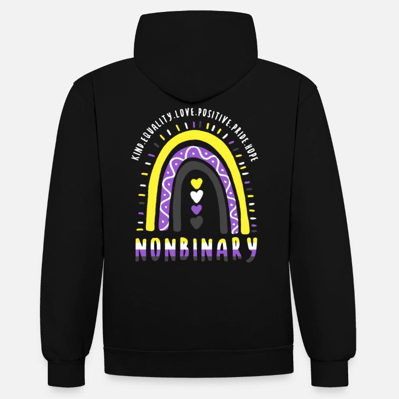 Nonbinary Boho Regenbogen - Kontrast-Hoodie - Schwarz/Rot
