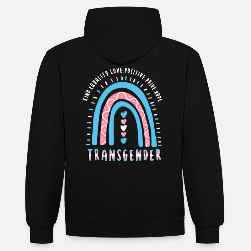 Trans disant transgenre Boho Rainbow - Sweat à capuche contrasté - noir/rouge