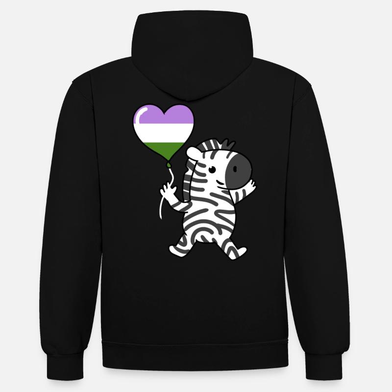 Zebra Heart Balloon Genderqueer Pride - Sweat à capuche contrasté - noir/rouge