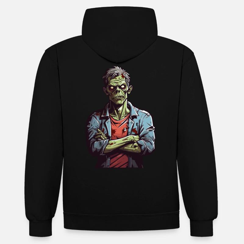 Zombie agacé - Sweat à capuche contrasté - noir/rouge